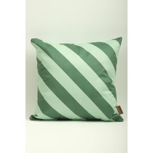 Mefaks Tekstil Çapraz Çizgili Babyface Kırlent Kılıfı 45X45 cm Gizli Fermuarlı Mint Yeşili - Koyu Yeşil