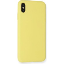 Derin Stok Iphone Xs Kılıf Nano Içi Kadife Silikon - Mat Sarı