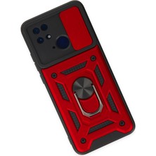 Derin Stok Redmi 10C Kılıf Pars Lens Yüzüklü Silikon - Kırmızı