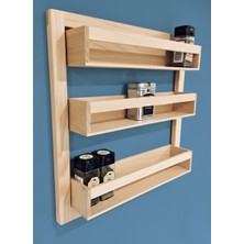 Evdekka 60X60 cm Ahşap Duvar Saksılık - 10 cm Raf Derinliği - 3 Katlı Dekoratif Çiçeklik ve Mutfak Rafı