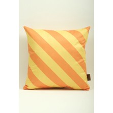Mefaks Tekstil Çapraz Çizgili Babyface Kırlent Kılıfı 45X45 cm Gizli Fermuarlı Turuncu-Sarı