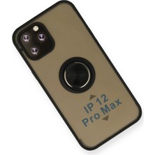 Derin Stok Iphone 12 Kılıf Montreal Yüzüklü Silikon Kapak - Siyah
