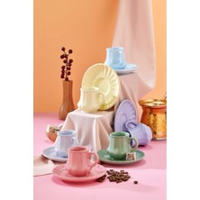 6'lı Renkli Kahve Fincan Takımı, Şık ve Modern Tasarım