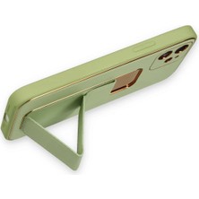 Derin Stok Iphone 12 Kılıf Coco Deri Standlı Kapak - Su Yeşili