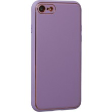 Derin Stok Iphone 7 Kılıf Coco Deri Silikon Kapak - Lila