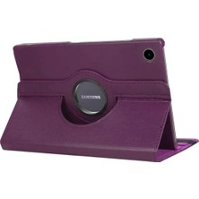 Derin Stok Galaxy Tab A11 360 Tablet Deri Kılıf - Mürdüm
