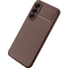 Derin Stok Galaxy A56 Kılıf Auto Focus Karbon Kapak - Kahverengi