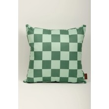 Mefaks Tekstil Kare Desenli Babyface Kırlent Kılıfı 45X45 cm Gizli Fermuarlı - Mint Yeşili
