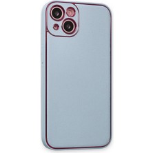 Derin Stok Iphone 14 Kılıf Coco Deri Silikon Kapak - Sky Blue