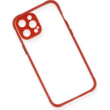 Derin Stok Iphone 12 Kılıf Miami Şeffaf Silikon - Kırmızı