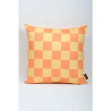 Mefaks Tekstil Kare Desenli Babyface Kırlent Kılıfı 45X45 cm Gizli Fermuarlı - Turuncu