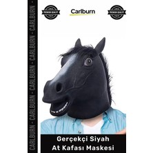 Carlburn #kostüm Tam Kafa Kostüm Aksesuarı Esnek Konforlu Nefes Alabilen Gerçekçi Siyah At Kafası Maskesi