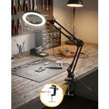 Gucso LED Büyüteçli Masa Lambası 5x 10X – 3 Renk Ayarlı USB Akrobat Kollu Işıklı Büyüteç