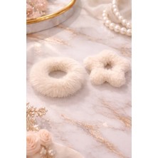 Nati Co Şık Tasarım Bej Rengi Peluş Saç Toka Seti