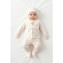 Zeynuko Kız Bebek Gül Desenli %100 Pamuk 5'li Yenidoğan Hastane Çıkışı Zıbın Seti