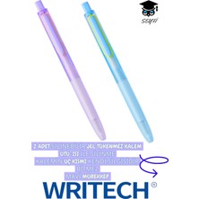 Writech 2 Adet 0.5 mm Silinebilir Jel Tükenmez Kalem Ütü-Isı Ile Silinme Uç Kısmı Silgisi Mavi Mürekkep
