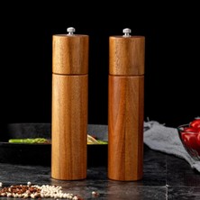 Acacia Ahşap Tuz ve Baharat Değirmeni Seti, Şık ve Kullanışlı Çift Set