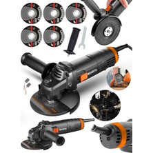 Schatz 750W Bakır Sargılı Avuç Içi Spiral Taşlama Demir Metal Kesme Makinesi Siyah 125 mm + 5 Disk