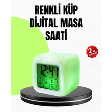 Net Damla Gece Lambası Fonksiyonlu Renk Değiştiren LED Küp Dijital Saat - Lisinya