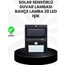 Net Damla Su Geçirmez IP65 20 LED Solar Sensörlü Bahçe ve Veranda Aydınlatma - Lisinya