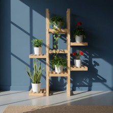 Evdekka Modern Ahşap Saksılık Çiçeklik - 120 cm Boyutunda 7 Katlı Merdiven Çiçeklik - Dekoratif Saksı Rafı