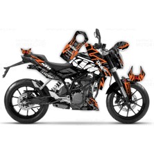 Ktm Duke V1 2011-2016 Uyumlu Street Racer Design Siyah-Turuncu-Gri Sticker Set