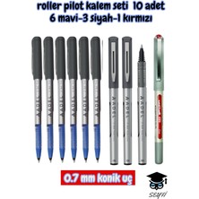 Uni-Ball Roller Pilot Kalem Seti 10 Adet 6 Mavi-3 Siyah-1 Kırmızı
