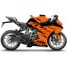 Ktm Rc V1 - V2 Uyumlu Factory Design Turuncu Siyah Sticker Set - Kaplama