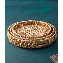 Şık 3'lü Yuvarlak Hasır Tepsi Seti, Evinize Zarif Dokunuş