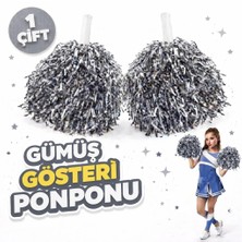 Net Damla 1 Çift ( 2 Adet ) Gümüş Renk 23 Nisan 19 Mayıs 29 Ekim Okul Gösteri Ponponları - Lisinya