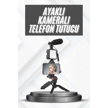 MiraLive Telefon Tutucu Mikrofonlu Işıklı Youtuber Video Kayıt
