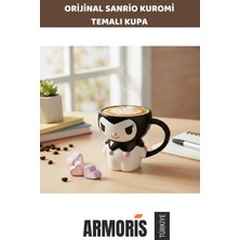 Armoris #hediyelikkupa Sevimli Orijinal Sanrio Kuromi Temalı Kapaklı Seramik Kupa Bardak