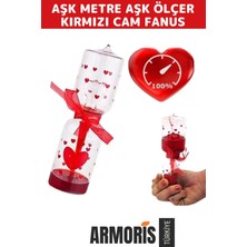 Armoris Yeni Dekoratif Sevgililer Günü Özel Gün Gift Hediye Kaliteli Cam Fanus Aşk Metre Kırmızı Aşkölçer