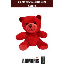 Armoris #AYICIK25CM Özel Hediye Çocuk Yumuşak Kaliteli Sevimli Kırmızı Peluş Oyuncak Ayı