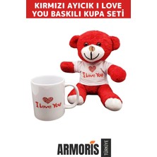 Armoris Yeni Sevimli Sevgililer Günü Gift Seni Seviyorum I Love You Baskılı Kupa Bardak Kırmızı Ayıcık Seti