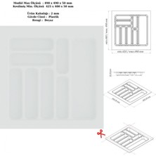 Çekmece Içi Kaşıklık Düzenleyici, Organizatör 49X49 cm Beyaz