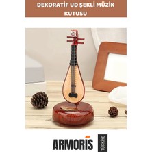 Armoris #ud Ahşap Görünümlü Dekoratif Zanaat Dönen Mekanizmalı Ud Hareketli Müzik Kutusu