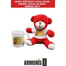 Armoris Arkadaş Sevgili Dost Eş Özel Gün Happy Birthday Doğum Günü Temalı Ayıcık Kupa Bardak Hediye Seti