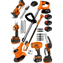 Steiner Şarjlı Hava Üfleme + Çim Biçme + Dal Budama Makas + Testere + Çit Budama + Teleskop Bahçe Seti T6101