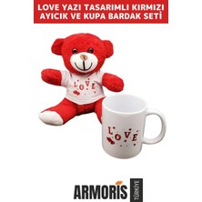 Armoris Yeni Sevgiliye Arkadaşa Hediye Özel Gün Sevgi Aşk Love Tasarımlı Kupa Bardak Kırmızı Ayıcık Seti