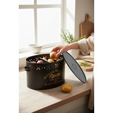 Metal Bölmeli Patates ve Soğan Kovası, 18 Litrelik Siyah Renk