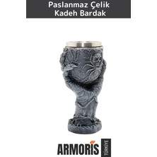 Armoris Yeni Dekoratif Özel Yapım Şık Hediyelik Sevgili Arkadaş Paslanmaz Çelik El Kadeh Bardak 19*7 cm