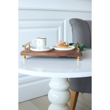 Ahşap Gold Boncuk Ayaklı Florya 30X19 cm Tepsi, Nişan Söz Sunumluk
