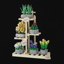 Evdekka 120 cm Ahşap Çiçeklik Standı - 100 cm Genişlik 5 Raflı Saksı Standı - Dekoratif Çiçek Rafı