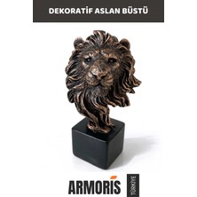 Armoris #büst 14X9 cm Şık Masaüstü Hediye Gift Vitrin Dekor Polyester Detaylı Aslan Büstü