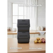 2’li Mini Patates ve Soğan Sepeti, Bpa Free, Antrasit, 8l, Organizer Kutu