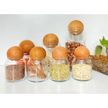 Bambu Kapaklı 7'li Cam Kavanoz Seti Çerezlik ve Baharatlık Takımı