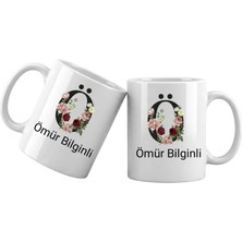 Liya Gift Collection Ö Harfli Kişiye Özel Isimli Porselen Kupa Bardak – Çiçekli Monogram Harf Tasarımlı Isim Yazılı Kişiselleştirilebilir Hediye Kupa