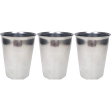 3 Adet Paslanmaz Çelik Krom Bardak 9 x 7,5 x 5,5cm Nemere