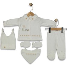 Zeynuko Kız Bebek Çiçek Nakışlı Tavşanlı %100 Pamuk 5'li 0-3 Ay Yenidoğan Hastane Çıkışı Zıbın Seti